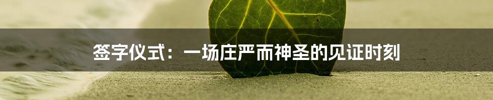 签字仪式：一场庄严而神圣的见证时刻