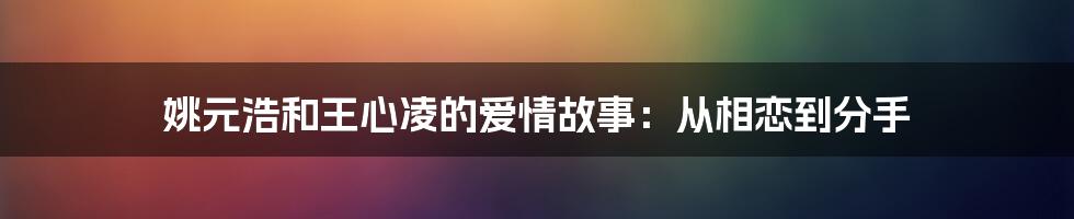 姚元浩和王心凌的爱情故事：从相恋到分手