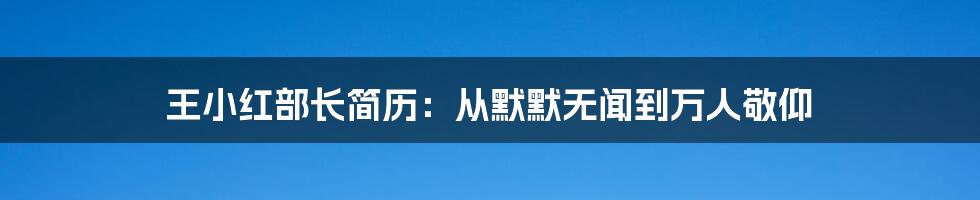 王小红部长简历：从默默无闻到万人敬仰