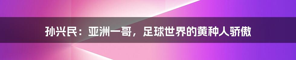 孙兴民：亚洲一哥，足球世界的黄种人骄傲