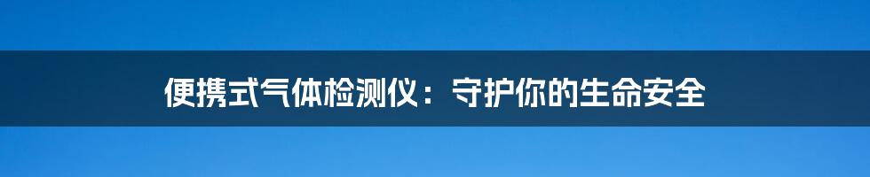 便携式气体检测仪：守护你的生命安全