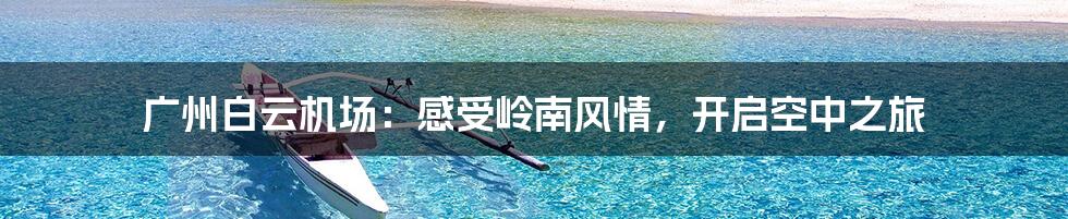 广州白云机场：感受岭南风情，开启空中之旅