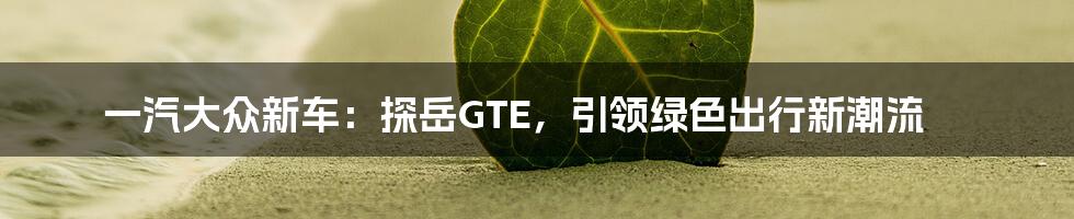 一汽大众新车：探岳GTE，引领绿色出行新潮流