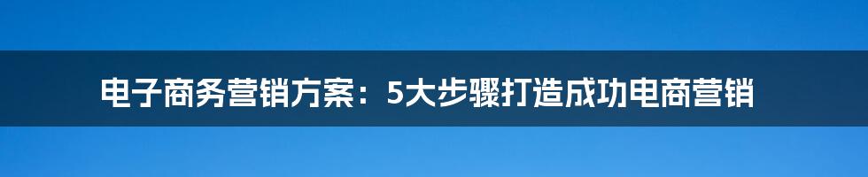 电子商务营销方案：5大步骤打造成功电商营销