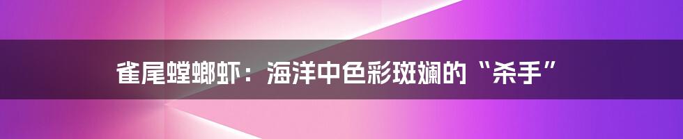 雀尾螳螂虾：海洋中色彩斑斓的“杀手”