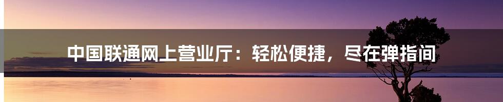 中国联通网上营业厅：轻松便捷，尽在弹指间