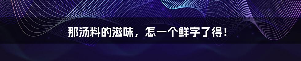 那汤料的滋味，怎一个鲜字了得！