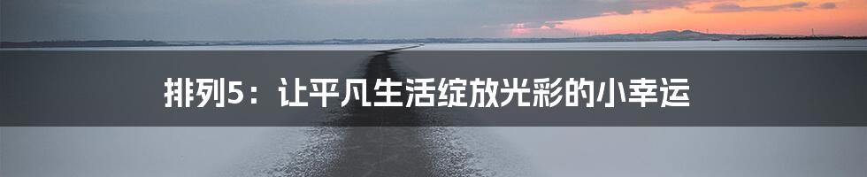 排列5：让平凡生活绽放光彩的小幸运