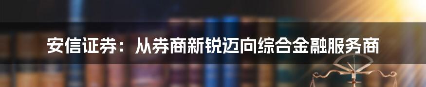 安信证券：从券商新锐迈向综合金融服务商