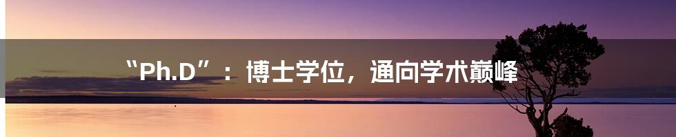 “Ph.D”：博士学位，通向学术巅峰