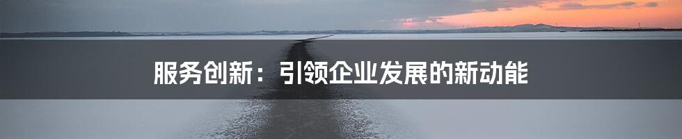 服务创新：引领企业发展的新动能