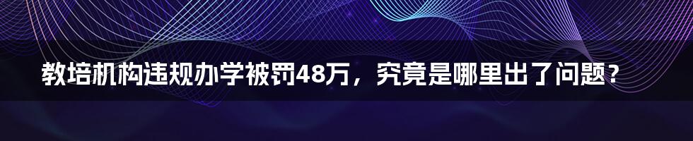 教培机构违规办学被罚48万，究竟是哪里出了问题？