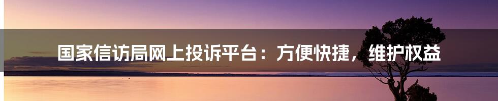 国家信访局网上投诉平台：方便快捷，维护权益