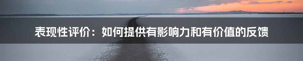 表现性评价：如何提供有影响力和有价值的反馈