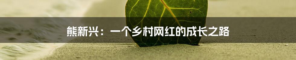 熊新兴：一个乡村网红的成长之路