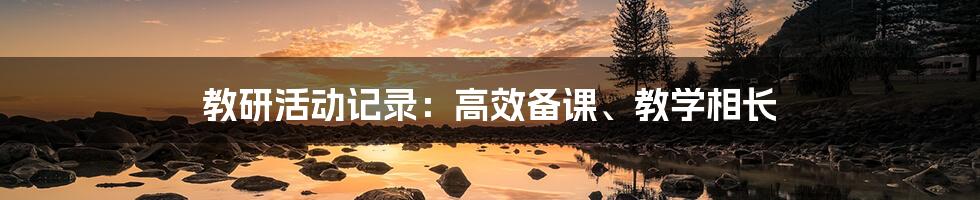 教研活动记录：高效备课、教学相长