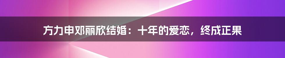 方力申邓丽欣结婚：十年的爱恋，终成正果