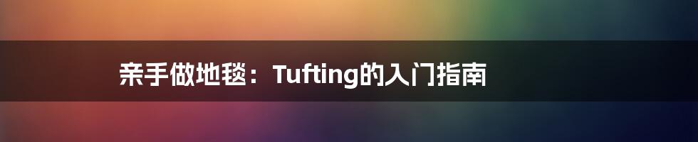 亲手做地毯：Tufting的入门指南