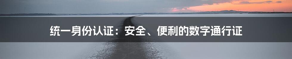 统一身份认证：安全、便利的数字通行证