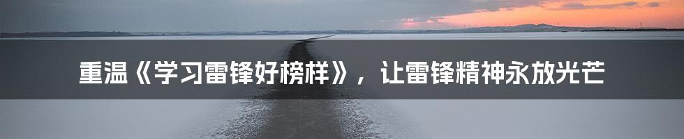 重温《学习雷锋好榜样》，让雷锋精神永放光芒