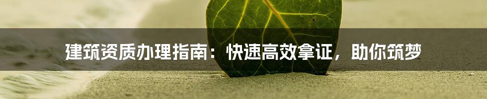 建筑资质办理指南：快速高效拿证，助你筑梦