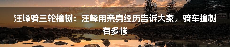 汪峰骑三轮撞树：汪峰用亲身经历告诉大家，骑车撞树有多惨