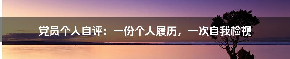 党员个人自评：一份个人履历，一次自我检视