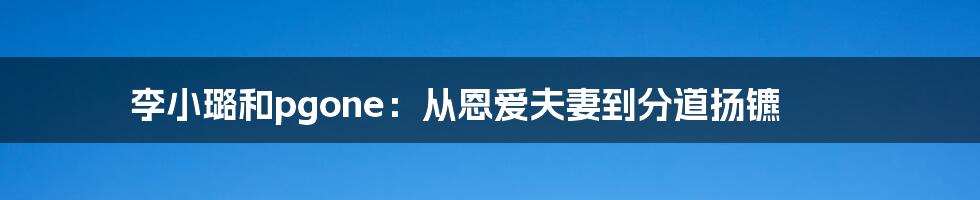 李小璐和pgone：从恩爱夫妻到分道扬镳