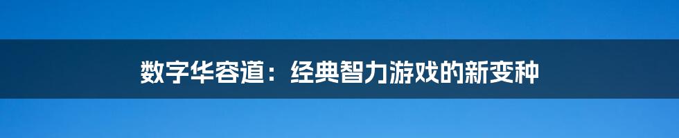 数字华容道：经典智力游戏的新变种