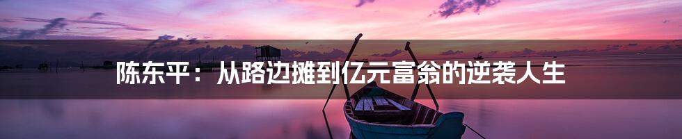 陈东平：从路边摊到亿元富翁的逆袭人生