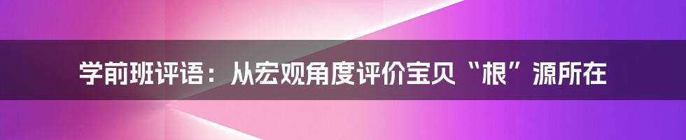 学前班评语：从宏观角度评价宝贝“根”源所在