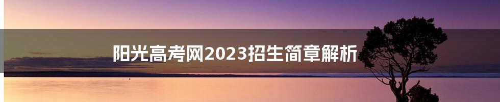 阳光高考网2023招生简章解析