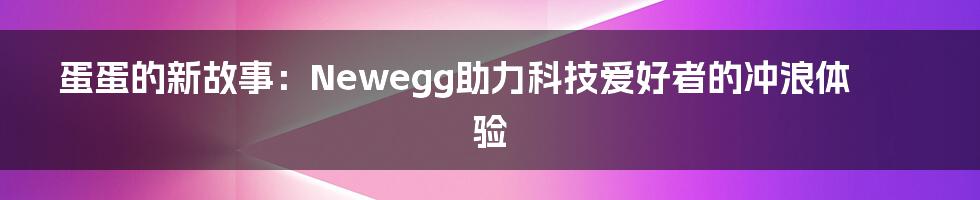 蛋蛋的新故事：Newegg助力科技爱好者的冲浪体验