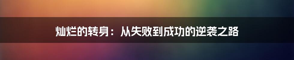 灿烂的转身：从失败到成功的逆袭之路