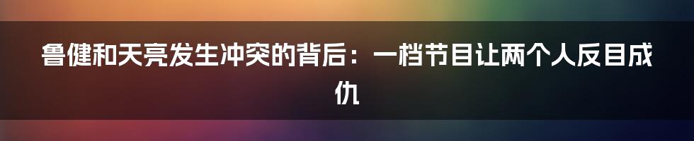 鲁健和天亮发生冲突的背后：一档节目让两个人反目成仇