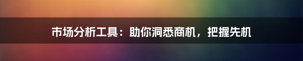 市场分析工具：助你洞悉商机，把握先机