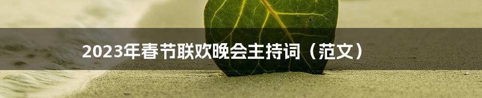 2023年春节联欢晚会主持词（范文）