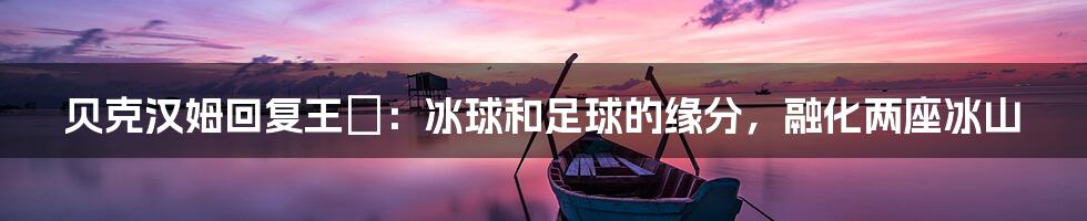 贝克汉姆回复王濛：冰球和足球的缘分，融化两座冰山