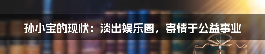 孙小宝的现状：淡出娱乐圈，寄情于公益事业