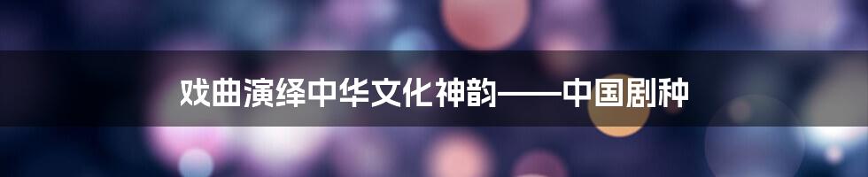 戏曲演绎中华文化神韵——中国剧种