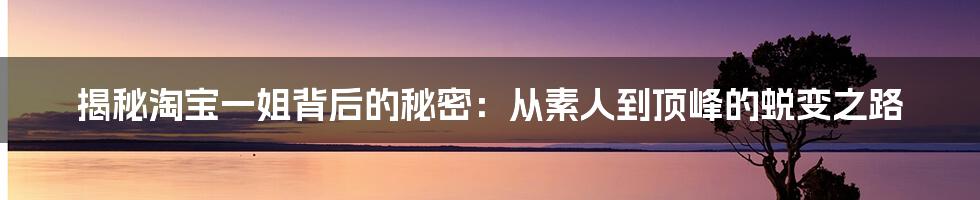 揭秘淘宝一姐背后的秘密：从素人到顶峰的蜕变之路