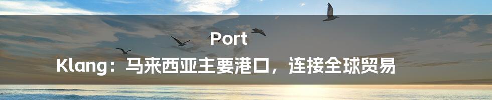 Port Klang：马来西亚主要港口，连接全球贸易