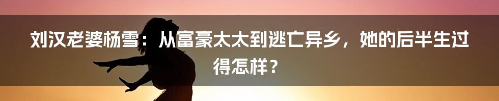 刘汉老婆杨雪：从富豪太太到逃亡异乡，她的后半生过得怎样？