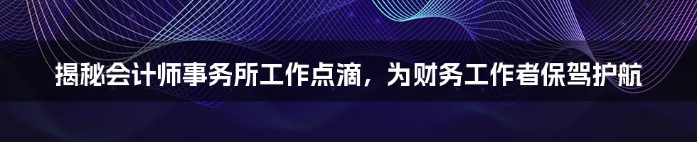 揭秘会计师事务所工作点滴，为财务工作者保驾护航