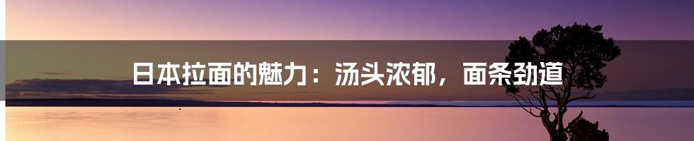 日本拉面的魅力：汤头浓郁，面条劲道