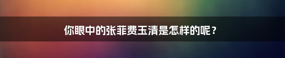 你眼中的张菲费玉清是怎样的呢？