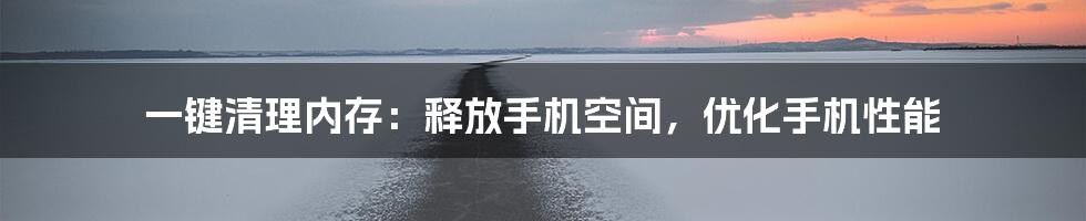 一键清理内存：释放手机空间，优化手机性能