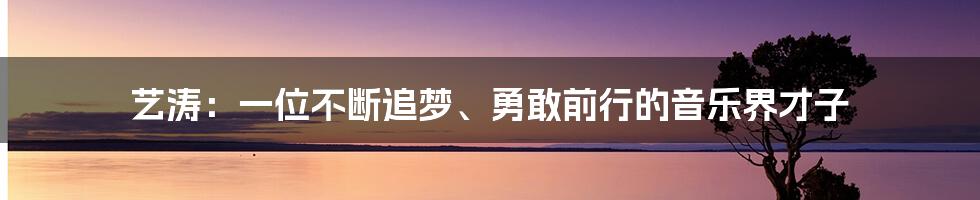 艺涛：一位不断追梦、勇敢前行的音乐界才子