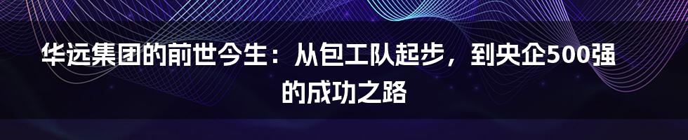 华远集团的前世今生：从包工队起步，到央企500强的成功之路