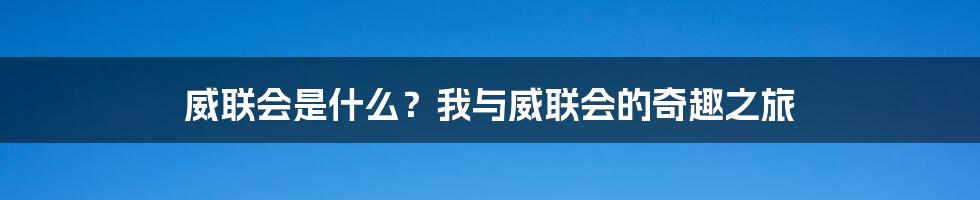 威联会是什么？我与威联会的奇趣之旅